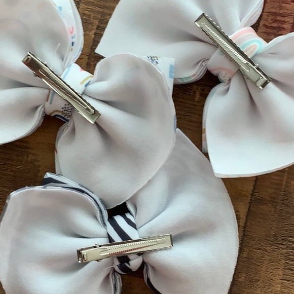 New Set of 3 Rainbow & Zebra Kids Clothe Hair Bows - Picture 5 of 5